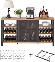 Maybe you would like to learn more about one of these? 55 Inch Rustic Oak Fatorri Industrial Wine Bar Cabinet For Liquor And Glasses Metal Sideboard And Buffet Cabinet Farmhouse Wood Coffee Bar Cabinet With Wine Rack Wine Racks Cabinets Kitchen