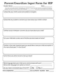 Parent Guardian Input Form For Iep In English Iep Special Education Organization Teaching Special Education
