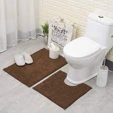 Anti Slip Bathroom Floor Mat Sets Machine Washable Microfiber Chenille Bath Mats Toilet Door Outdoor Sho Bathroom Floor Mat Bathroom Flooring Bathroom Mat Sets