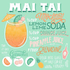 Mai Tai Mocktail Mocktails Cocktail Illustration Hand Lettering