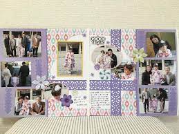 七五三レイアウト パワーパレットを越えて 笑 ベビーガール フレッシュガーデン パープルグラデ マカロン クリエイティブメモリーズ スクラップブッキング教室 碧南 七五三写真 クリエイティブメモリーズ 手作りアルバム デザイン 卒業カード 手作り