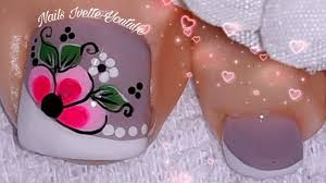 Freeimages pictures imagenes de uñas pintadas. Decoracion De Unas Pie Flor Unas De Los Pies Decoradas Con Flor Facil De Hacer Youtube