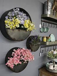 Round Galvanized Wall Pocket 3 Sizes Galvanized Decor Galvanized Wall Flowers Metal Wall Planters