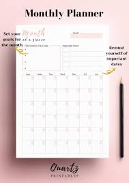 Monthly Planner 2020 2021 Monthly Planner Printable Monthly Calendar Month On One Page Monthly Goals Monthly Overview Pdf Download In 2020 Monthly Planner Printable Planner Planner