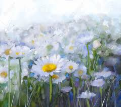 Notice depth in paintings oft cool colors in distance building in value as they come forward. Oil Painting White Daisy Flowers In The Meadows Abstract Oil Stock Photo Picture And Royalty Free Image Image 54670588