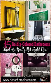 15 Bold Colored Bathrooms That Are Really Hot Right Now Bathroom Color Traditional Bathroom Designs Bathroom Wall Colors