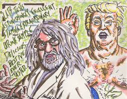 Jim Carrey Shares New Painting Mocking Trump S 2015 Medical Report Via His Alcoholic Doctor Jim Carrey Cartoonist I Love You Drawings