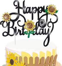 Enjoy these baby shower cakes associated with baby shower, which happens when people present gifts to the mother who has just given birth to her child. Buy Sunflower Theme Party Decoration Sunflower Happy Birthday Gold Glitter Cake Topper Kids Birthday Party Baby Shower Favor Supplies Online In Vietnam B096b2td1b