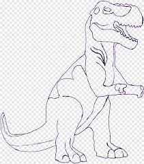 A dinosaur t rex tyrannosaurus black and white outline cartoon like a kids coloring book page. Template Dinosaur Tyrannosaurus Rex Paper Dinosaur Template White Png Pngegg