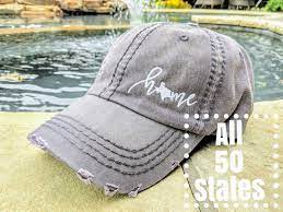 50 States Women S Hat 50 States Hat Women S Home Etsy Hats For Women Embroidered Baseball Caps Home Gifts