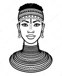 Contemporary and trending black art. Animation Portrait Of The Young African Woman Monochrome Linear Drawing Vector Illustration Isolated On A White Background Print Poster T Shirt Card 166071750 Larastock
