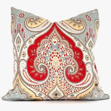 Adding artful appeal to your living room or bedroom, pillows are perfect for just about any area of your home. Decorative Pillow Cover Kravet Red Yellow Gray Paisley Etsy Living Room Red Decorative Pillow Covers 18x18 Ikat Pillow Covers