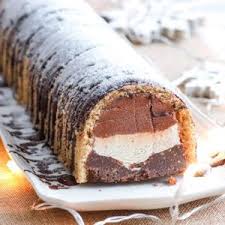 Buche Glacee A La Vanille Et Au Chocolat Mes Recettes Healthy Buche Glacee Alimentation Biscuits Croustillants