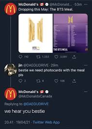 But bts meals will only be sold via online food delivery, with grab offering its riders extra monetary incentives to deliver mcdonald's orders on the 21. Is It True That Mcdonald S Is Offering Bts Photocards Quora