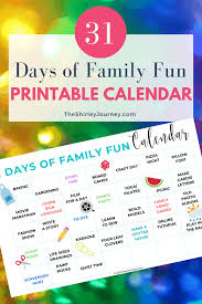 Family games for children and esl students. 31 Days Of Fun Family Activities Printable Calendar The Shirley Journey