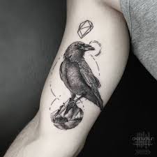 Black And White Turkey Tattoo 4 306 Likes 81 Comments Okan Uckun Okanuckun On Instagram I Will Be With My Brother Bayraktarmesut On My Italy Tour Raven Tattoo Tattoos Crow Tattoo