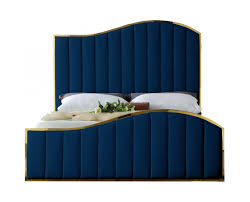 Extend elegance to the bedroom with this bliss navy blue velvet bed. Jolie Navy Blue Velvet Bed By Meridian Furniture