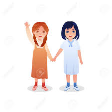 Two Cute Little Girl Holding Hand Illustration Cartoon Vector Royalty Free Cliparts Vectors And Stock Illustration Image 108836266 But why only one heart? two cute little girl holding hand illustration cartoon vector