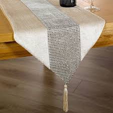 Just Contempo Diamante Table Runner 13 X 72 Inches Cre Https Www Amazon Co Uk Dp Curtain Designs For Bedroom Table Runner Diy Dining Table Accessories