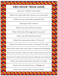 Kids Movie Trivia Free Printable Moms Munchkins Kid Movies Movie Facts Movie Night Birthday Party