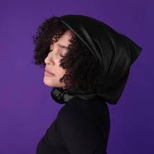 100% Mulberry Silk 36" Square Extra-Large Head Scarf - Black