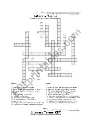 Complete the crossword puzzle below answer key. English Worksheets Poetic Terms Crossword