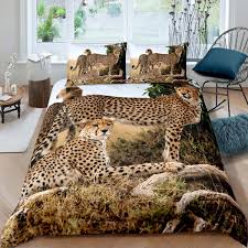 Get 5% in rewards with club o! Kids Gift Boys Kids Child Leopard Comforter Cover Set Fierce Cheetah Duvet Cover Safari Wild Animal Printed Quilt Cover Bedroom Decorative 2 3 Pieces Bedding Set With 1 2 Pillow Shams Zipper Ties Wish