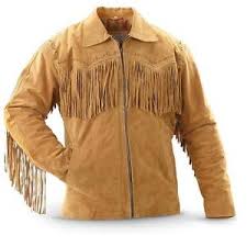 details about qmuk mens scully leather western wear brown suede leather jacket fringe