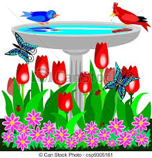 Bird In Bird Bath Drawing Birdbath Vector Google Search Bird Drawings Bird Bath Drawings