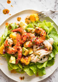 Thai Prawn Mango And Avocado Noodle Salad Recipe Fish Salad Prawn And Avocado Salad Prawn Salad