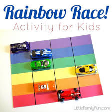 Little Family Fun Rainbow Race Rainbow Activities Activities For Boys Activities For Kids