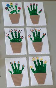 Carte Pot De Fleurs Ps Kid Hand Painting Kid Ideas Spring Crafts Preschool Preschool Creative Art Spring Crafts For Kids
