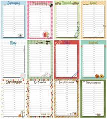 Birthday Calendar Templates Free Perpetual Birthday Calendar Family Birthday Calendar Calendar Printables