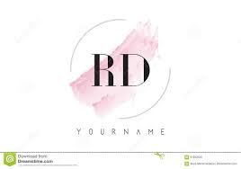 Rd R D Watercolor Letter Logo Design With Circular Brush