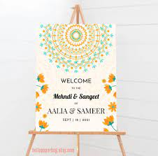 Indian Wedding Welcome Sign Sangeet Mehndi Night Jaggo Haldi Desi Bridal Shower Editable Template Print At Home Aalia In 2021 Welcome Sign Wedding Welcome Online Templates