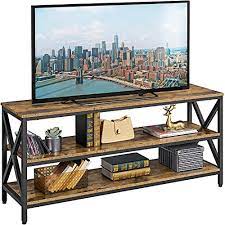 Not available for pickup and same day delivery. Buy Yaheetech Industrial Tv Stand For Tv Up To 65 Inch 55 Tv Cabinet With 3 Tier Storage Shelves For Living Room Entertainment Center Tv Console Table With Metal Frame Rustic Brown