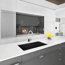 Consider bold geometric tiles for a backsplash. High Gloss Kitchen Cabinet Houzz