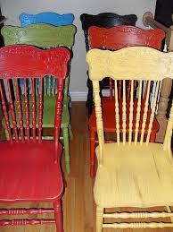 Great Idea For My Kitchen Chairs Mine Are Just Like This Painted High Chairs Painted Chairs Painted Wooden Chairs