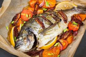 Oven Baked Whole Sea Bream Fish Dorado With Vegetables By Katesmirnova Oven Baked Whole Sea Bream Fish Dorado With V In 2020 Food Stuffed Peppers Baked Vegetables