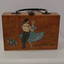 Square Dance Purse Enid Square Dancing Wood Box Bag Dancer Hand Painted Ooak Rockabilly Rhinestones Cowgirl Country Western Free Ship Square Dancing Purses Rockabilly