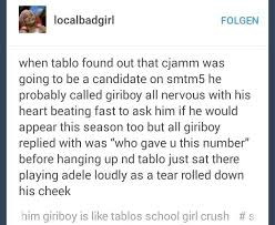 Giriboy Is Like Tablo S School Girl Crush Smtm5 Giriboy Tablo Girl Crushes Waka Flocka R B
