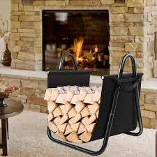 Große auswahl an fireplace ersatzteile preis. Costway Firewood Rack Log Holder W Canvas Tote Carrier For Fireplace Overstock 31784554