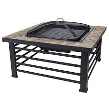 So i created a fire pit table topper so we can use the fire pit all yea. Pleasant Hearth Cascade Slate Fire Pit Steel 34 In Ofw732s Rona