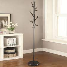 Modern Black Metal Multiple Hall Tree Branches Hooks Coat Hat Rack Stand Hanger Standing Coat Rack Coat Rack Coat Tree