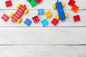 Blocks Constructor Product Mockup Wooden Background Color Kids Toys
