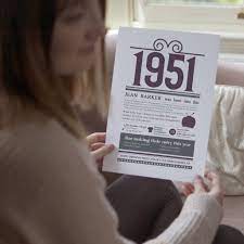 Why not treat them to a luxury thames cruise afternoon tea or a day at the races. Personalised 70th Birthday Gift Print Life In 1951 By A Few Home Truths Notonthehighstreet Com