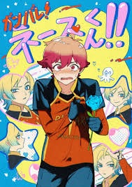 alexis ness, michael kaiser, blue lock, ganbare! nakamura-kun!!, highres, @  @, black gloves, black shirt, black shorts, blonde hair, blue eyes, blue  flower, blue hair, blue rose, closed mouth, cowboy shot, flower,