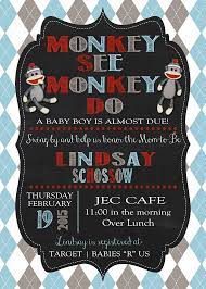 Customized Sock Monkey Baby Shower Invitations By Ajbinvitations Monkey Baby Shower Invitations Monkey Baby Shower Baby Shower Monkey Theme