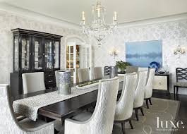 By using wallpaper, you can help tie together your room's theme, or help bold colors pop and interesting accents take center stage. Contemporary White Dining Room With Floral Wallpaper Luxe Interiors Design
