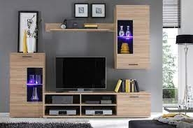 New Living Room Furniture Set Wood Effect Lighting Frontal Sonoma Oak